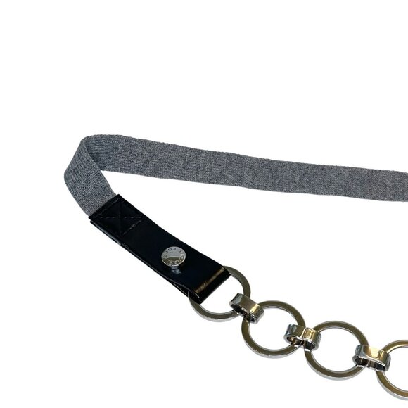 Vintage Y2K Michael Kors Belt Silver Chain Link Circles with Gray‎ Fabric Cord - Picture 4 of 5